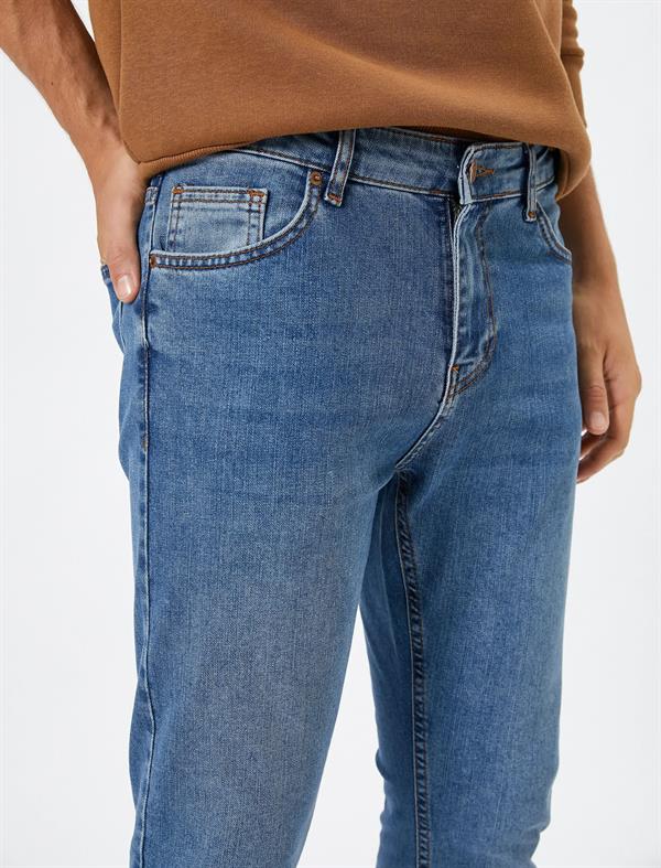 Orta İndigo Erkek Skinny Fit Kot Pantolon - Michael Jean