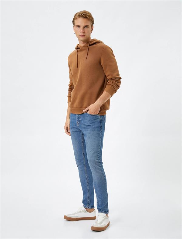 Orta İndigo Erkek Skinny Fit Kot Pantolon - Michael Jean