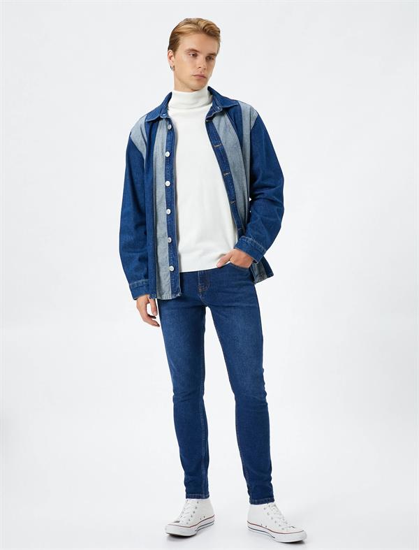 Lacivert Erkek Super Skinny Fit Kot Pantolon - Justin Jean