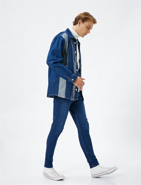 Lacivert Erkek Super Skinny Fit Kot Pantolon - Justin Jean