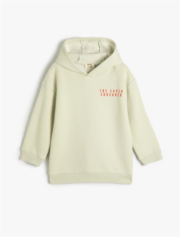 Ekru Erkek Çocuk Disney Batman Sweatshirt Lisanslı Uzun Kollu Baskı Detaylı Şardonlu