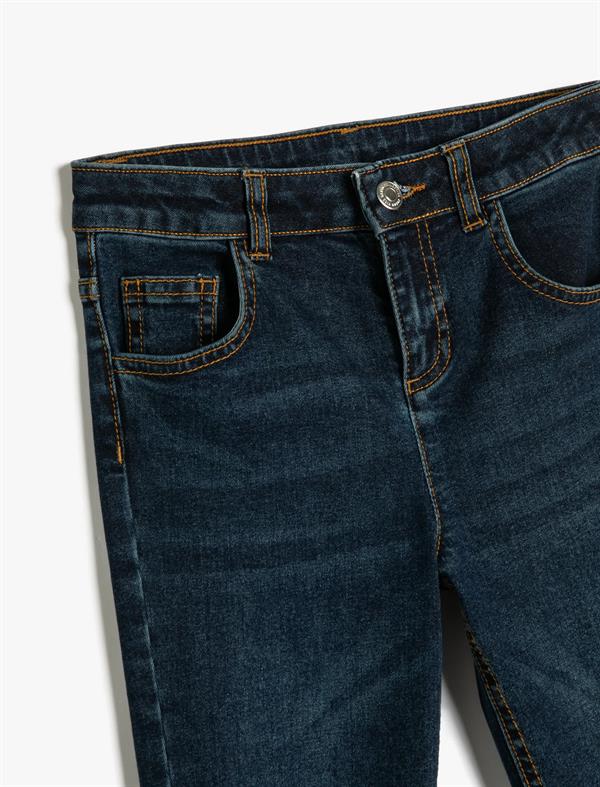 Erkek Çocuk Normal Bel Dar Paça Pamuklu Kot Pantolon - Slim Jean