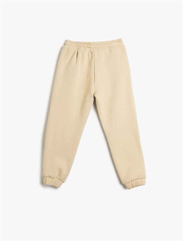 Bej Erkek Çocuk Basic Jogger Eşofman Altı Beli Bağlamalı Cep Detaylı Şardonlu