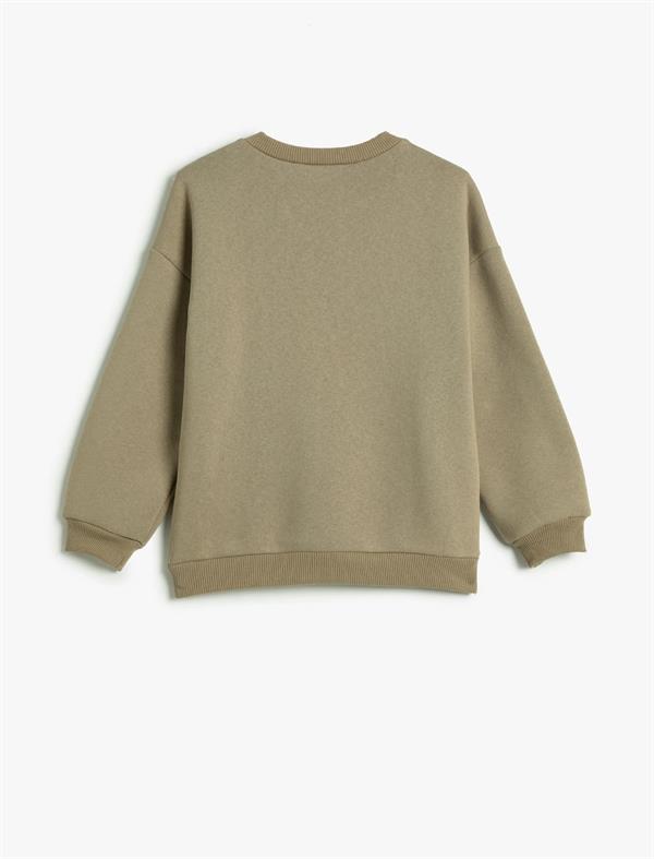 Kız Çocuk Sweatshirt Şardonlu Uzun Kollu Bisiklet Yaka Baskılı