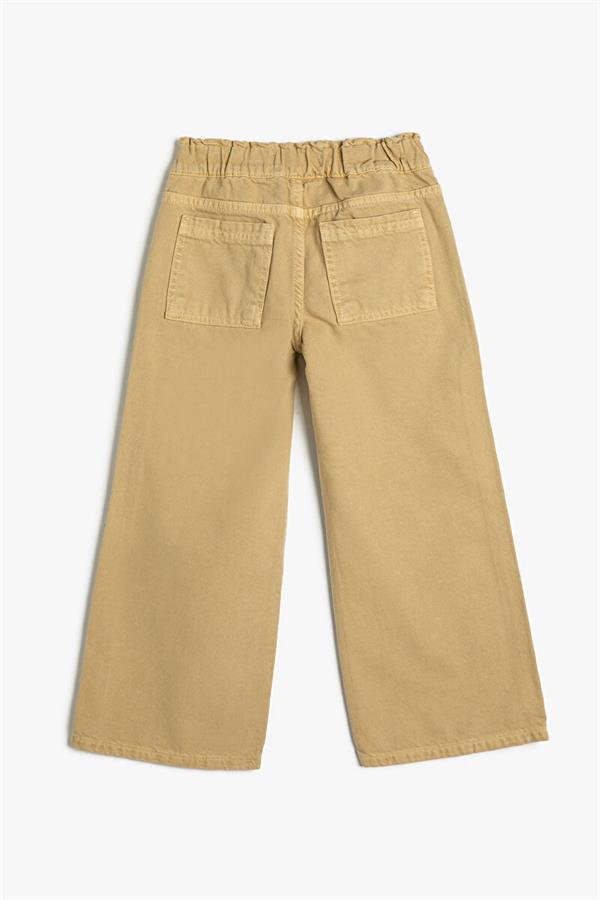Kız Çocuk Geniş Paça Bej Pantolon