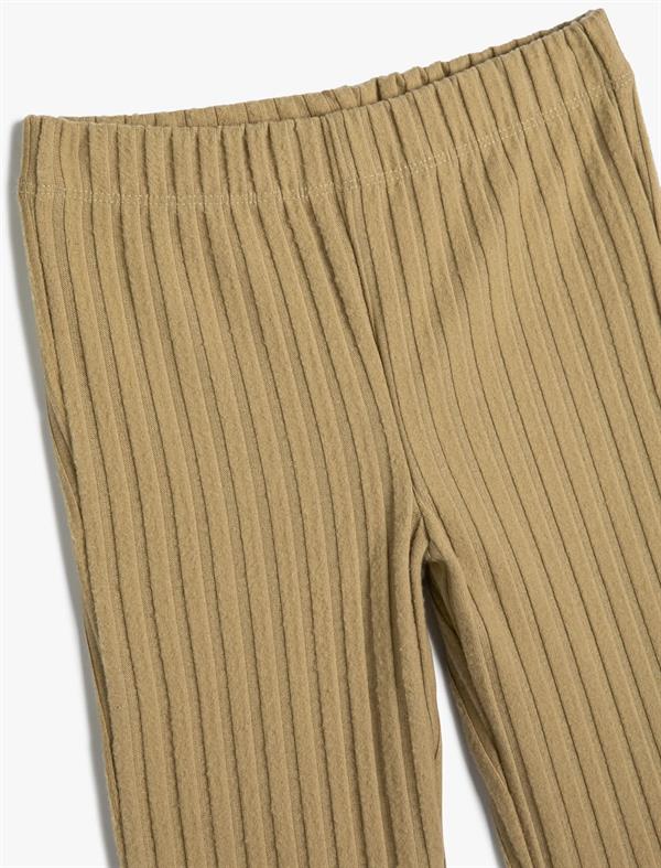 Yeşil Kız Çocuk İspanyol Paça Pantolon Ribanalı Beli Lastikli