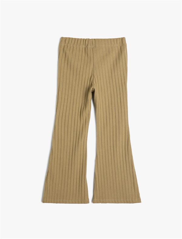 Yeşil Kız Çocuk İspanyol Paça Pantolon Ribanalı Beli Lastikli