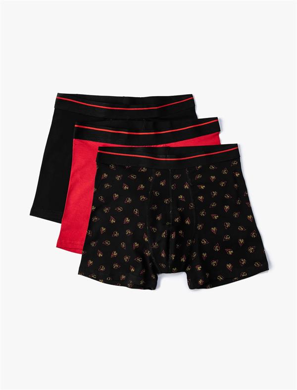 3lü Boxer Seti Baskılı Çok Renkli