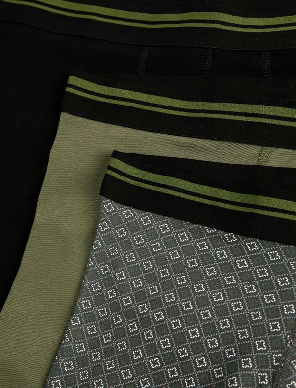 3lü Boxer Seti Minimal Baskılı Çok Renkli