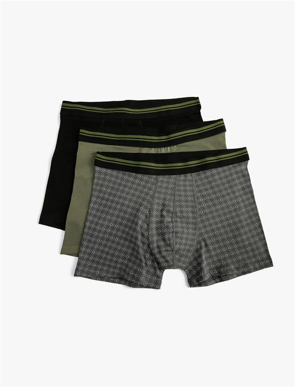 3lü Boxer Seti Minimal Baskılı Çok Renkli