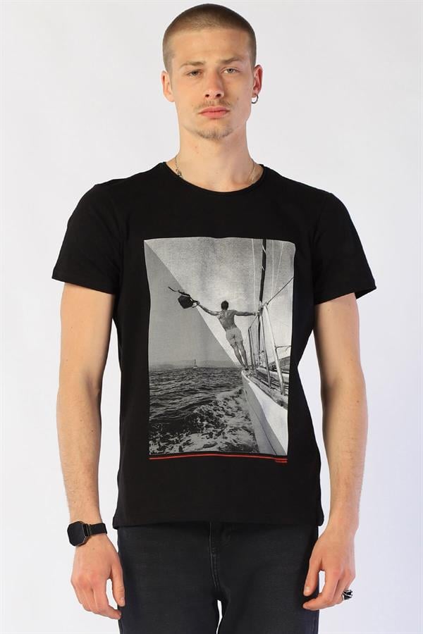 Siyah Erkek Slim Fit Tişört