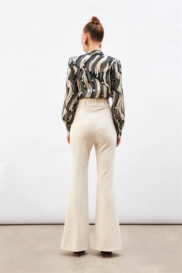 Bej Kadın İspanyol Paça Pantolon