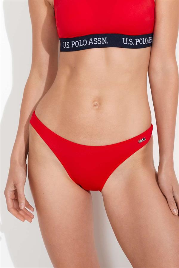 Kadın Kırmızı İnce Kenar Bikini Alt 