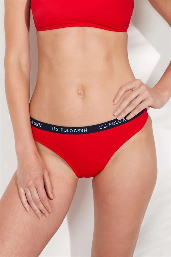Kadın Kırmızı Kalın Kenarlı Lastikli Bikini Alt