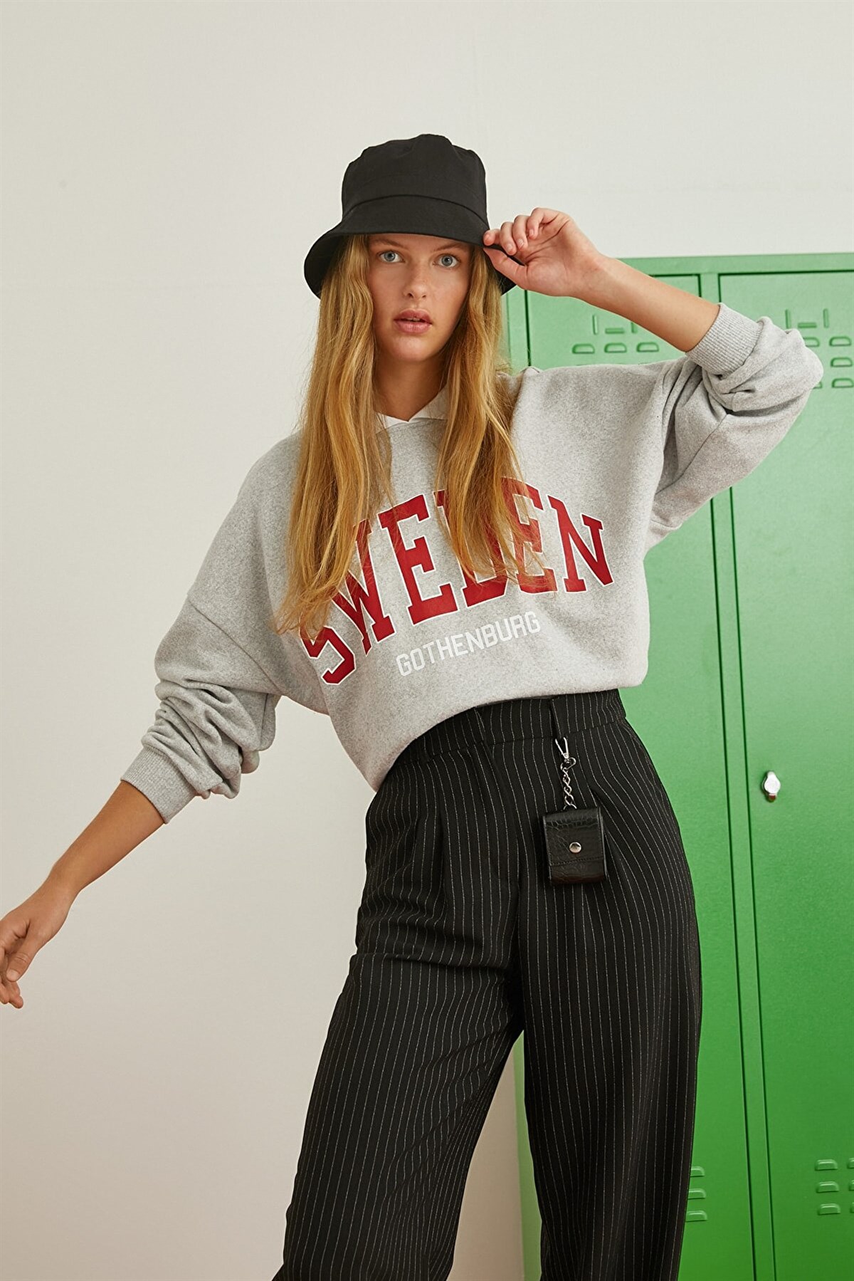 Kadın Gri Melanj Sweatshirt