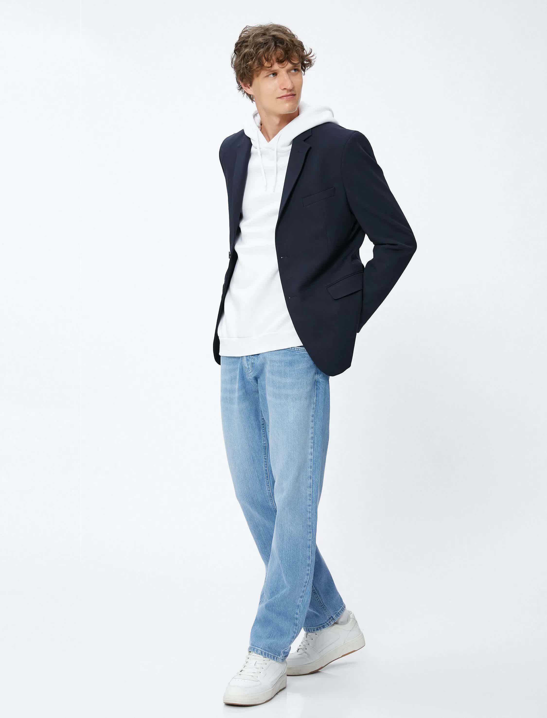 Straight Fit Açık İndigo Erkek Kot Pantolon - Mark Jean