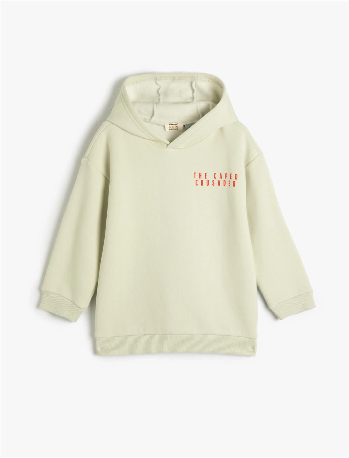 Ekru Erkek Çocuk Disney Batman Sweatshirt Lisanslı Uzun Kollu Baskı Detaylı Şardonlu