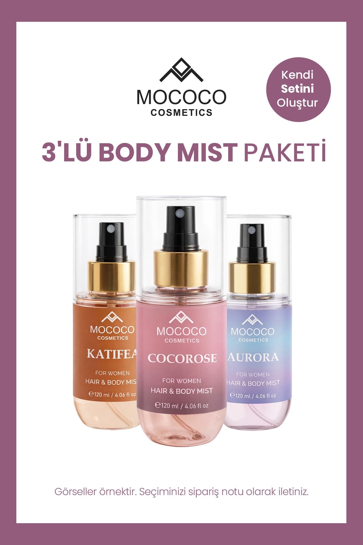 3'lü Body Mist Paketi (Kokularını Kendin Seç) – 120 ml x 3 Vücut Spreyi Seti | Ferahlatıcı, Günlük Kullanım