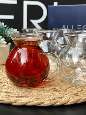 Tombik 6'lı Kulplu Borcam Çay Bardağı 200 Ml, Tombul Kupa, Ateşe Dayanıklı Cam
