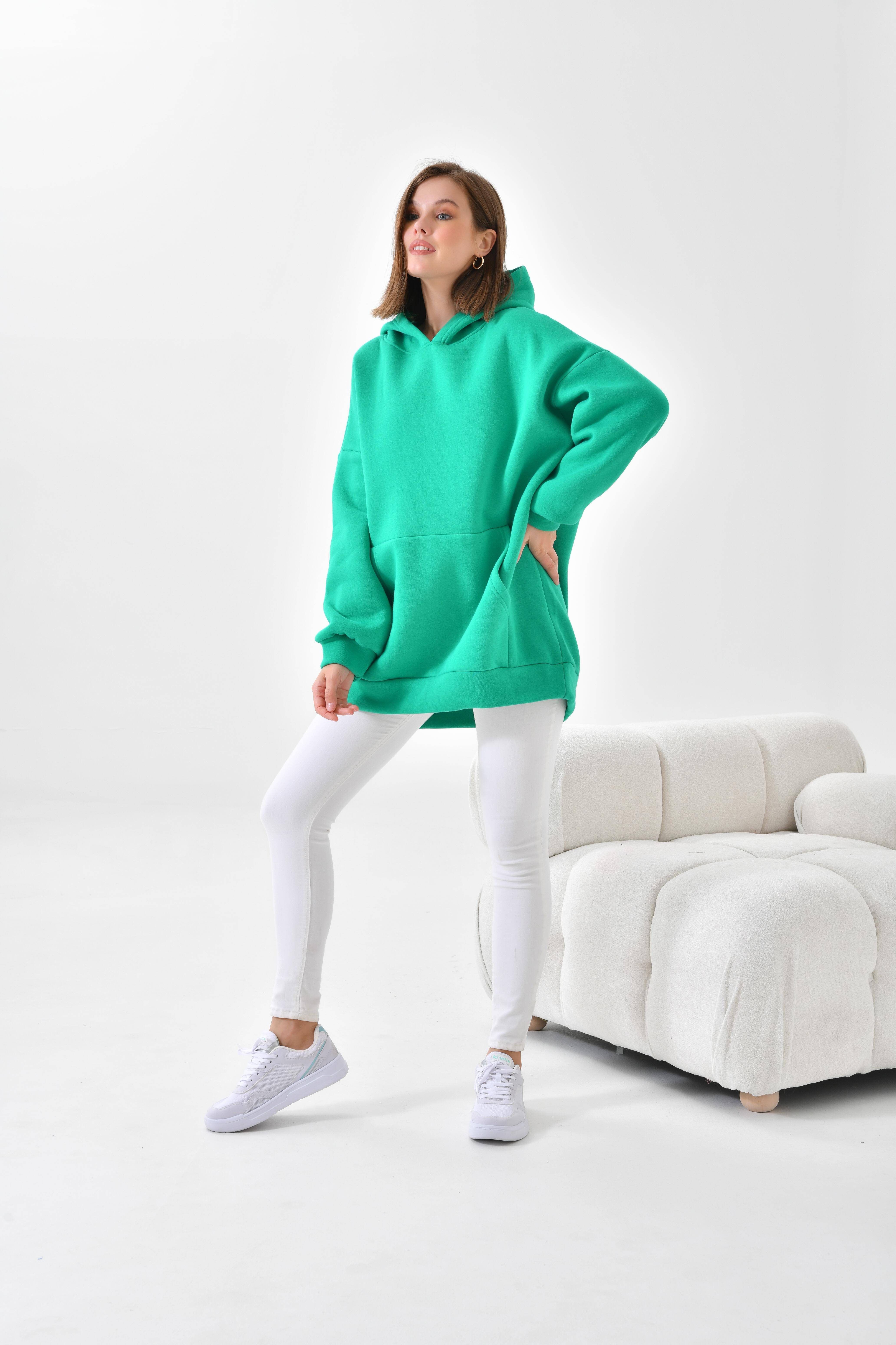 Ftz Women Kadın 3 İp Şardonlu Kapüşonlu Sweatshirt Benetton