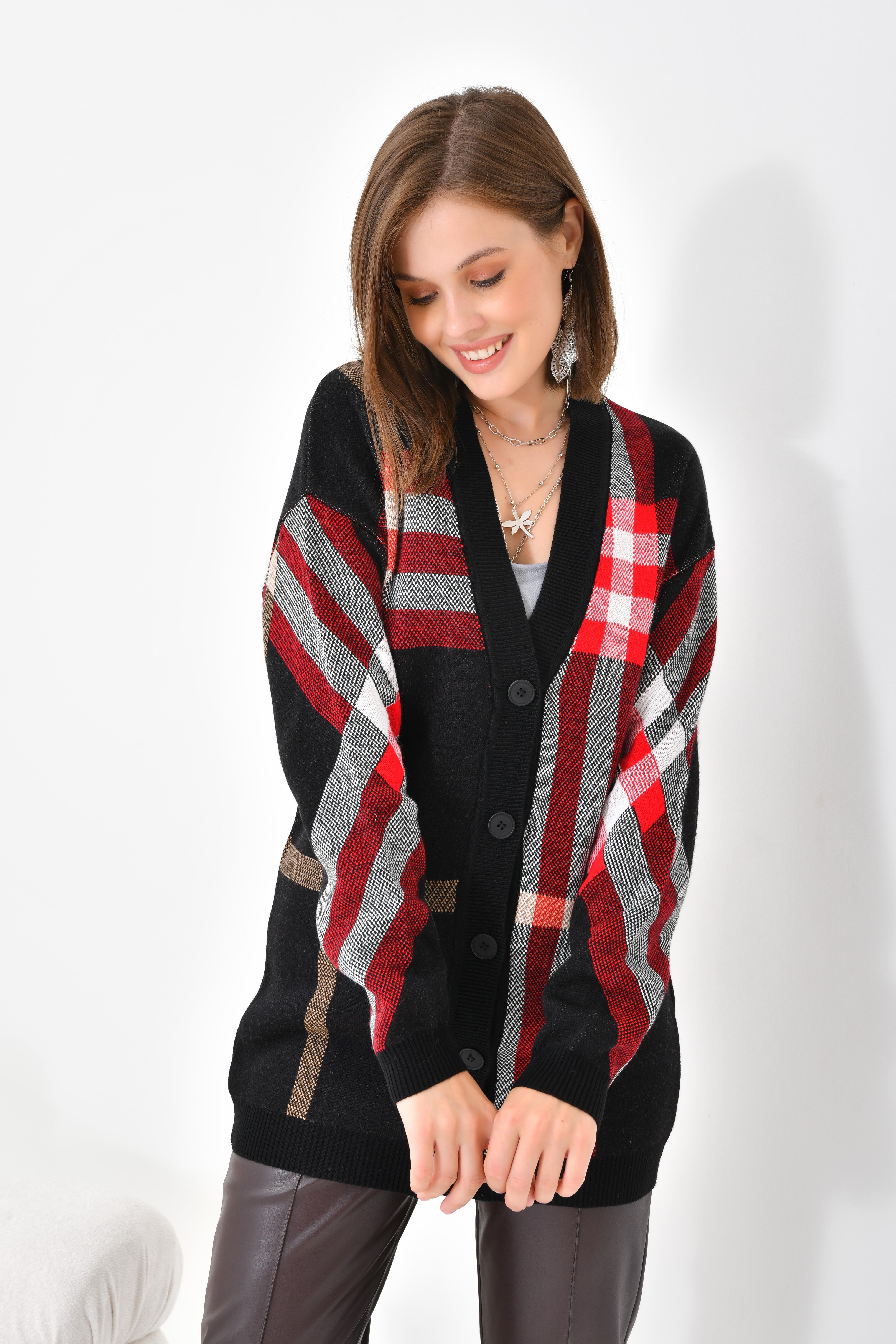 Ftz Women Kadın Burberry Hırka Siyah