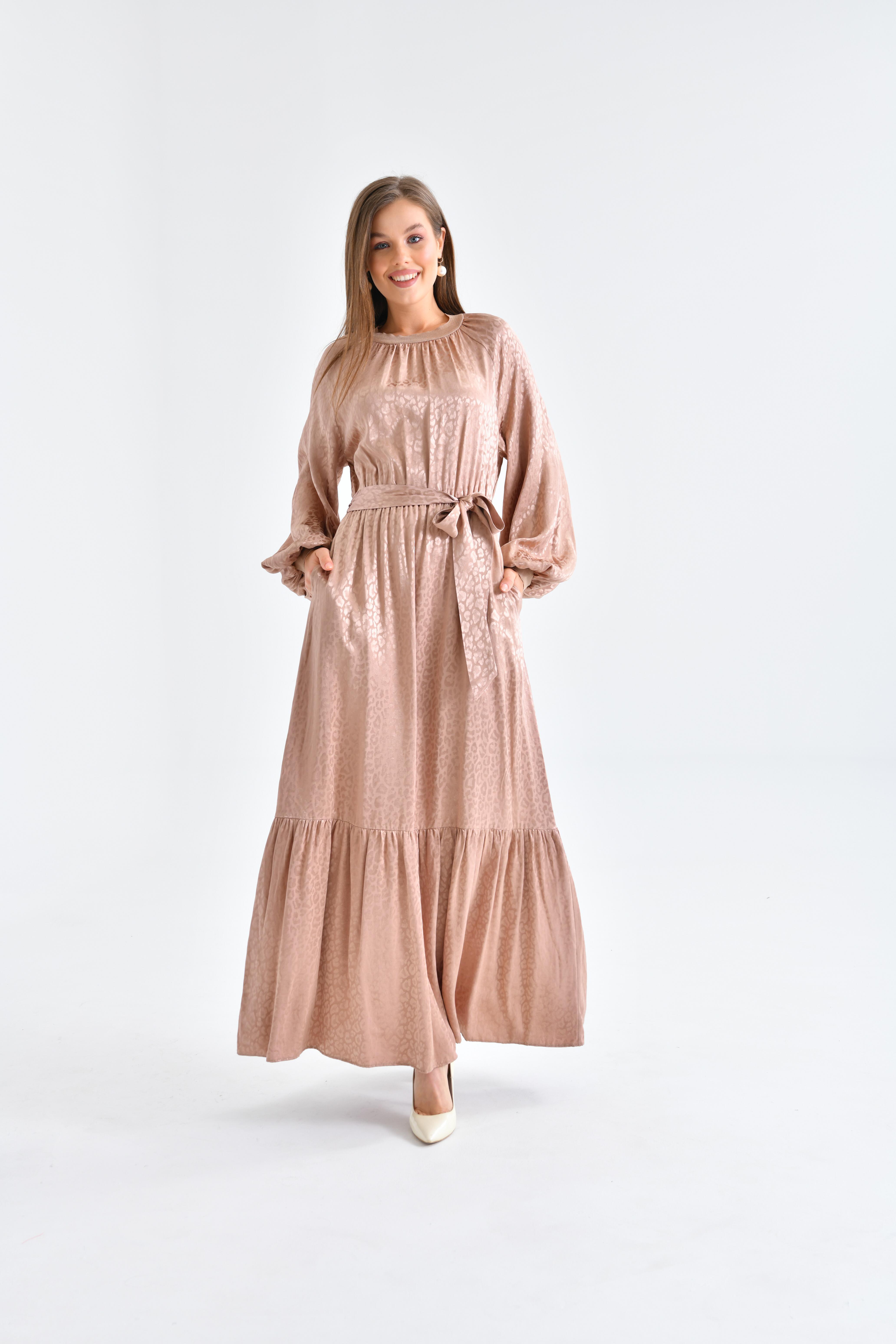 Ftz Women Kadın Jakar Elbise Beige
