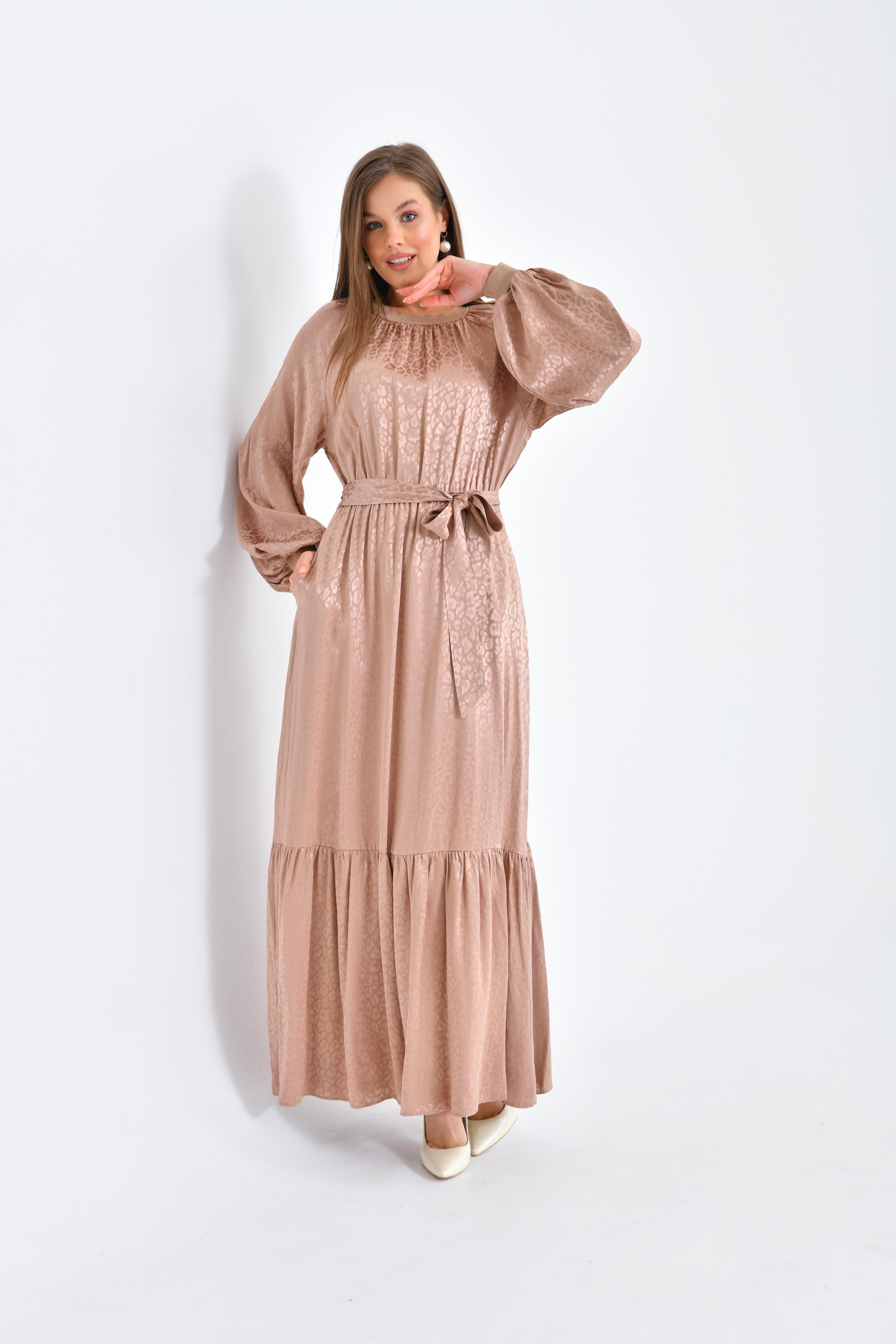 Ftz Women Kadın Jakar Elbise Beige
