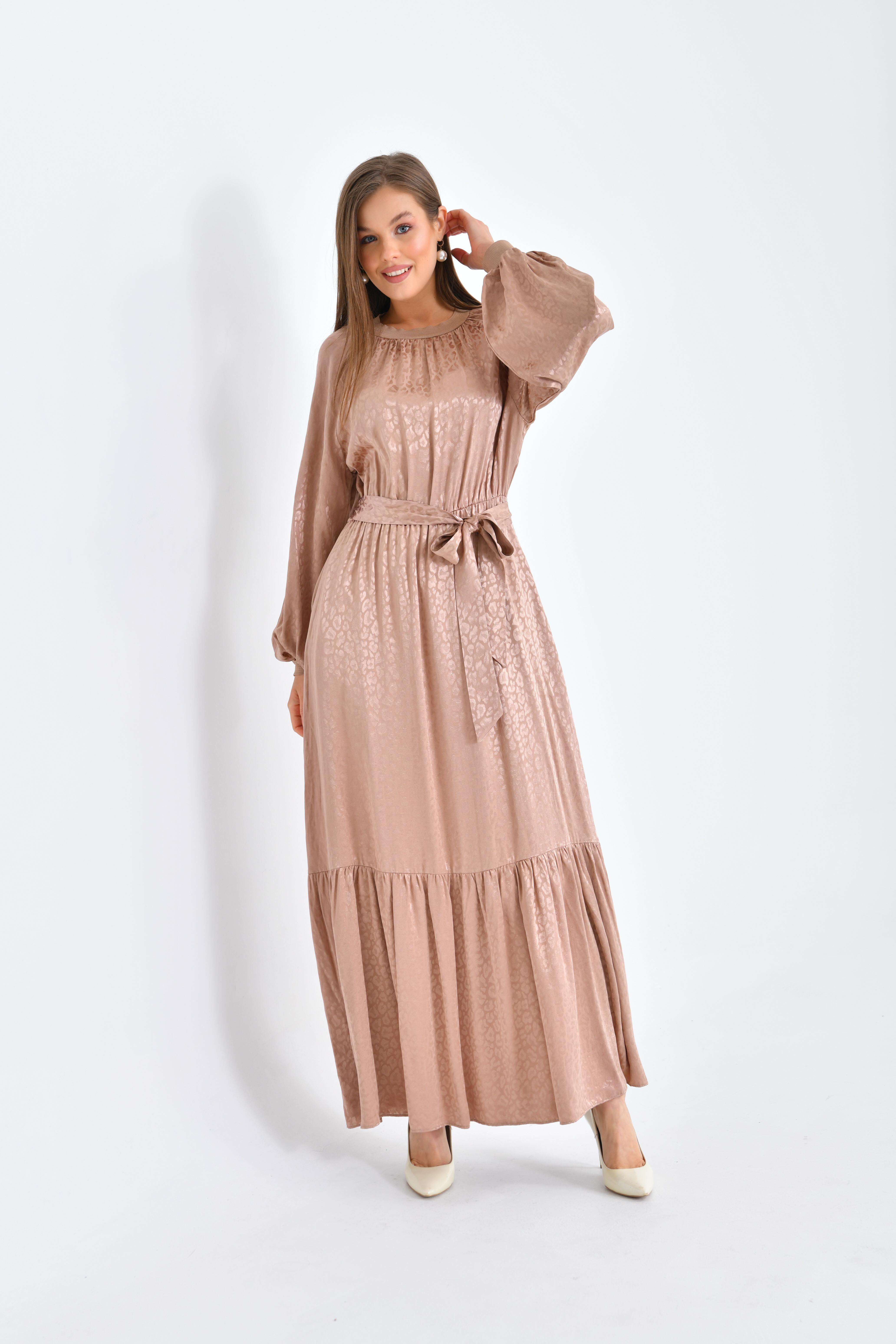 Ftz Women Kadın Jakar Elbise Beige