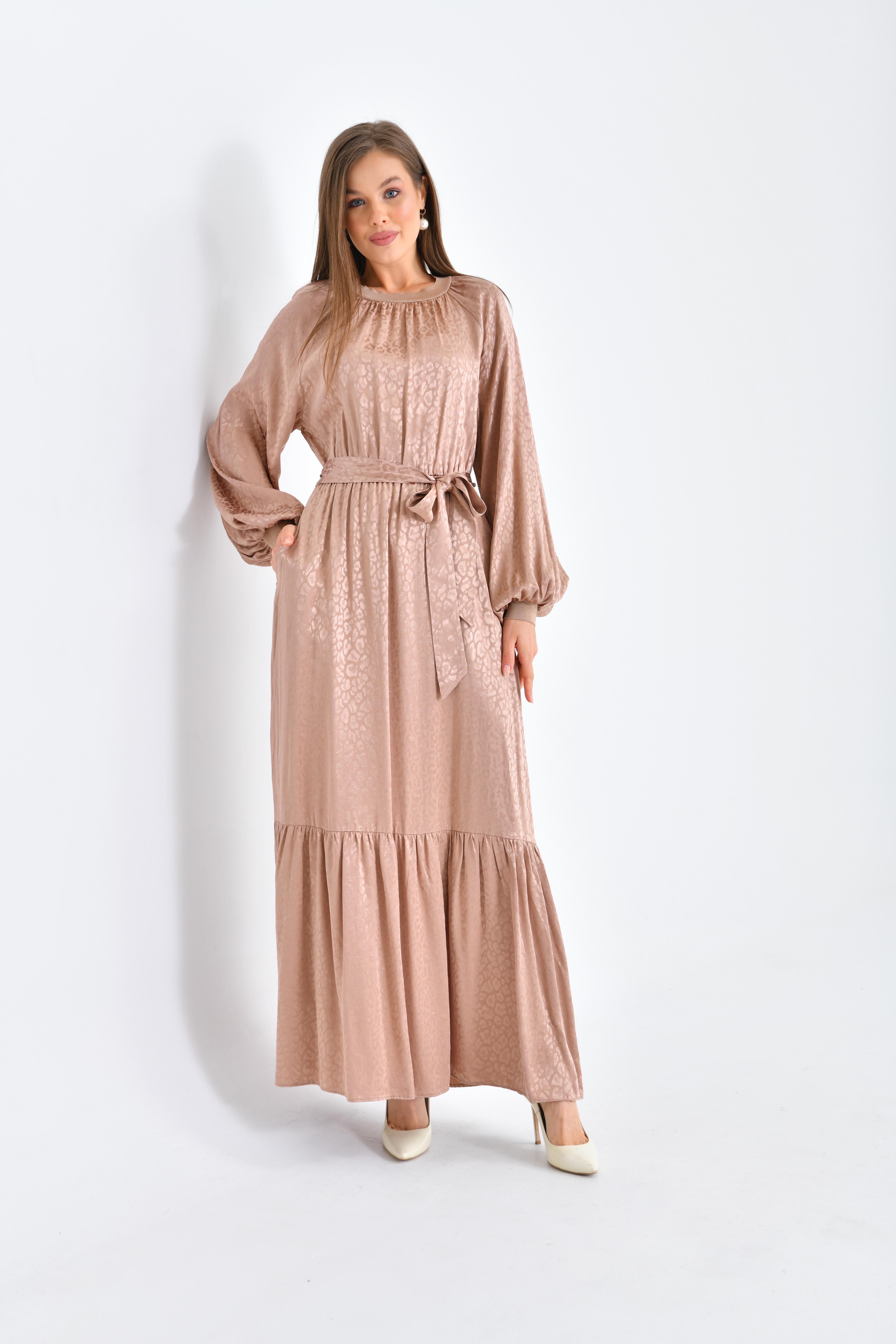 Ftz Women Kadın Jakar Elbise Beige