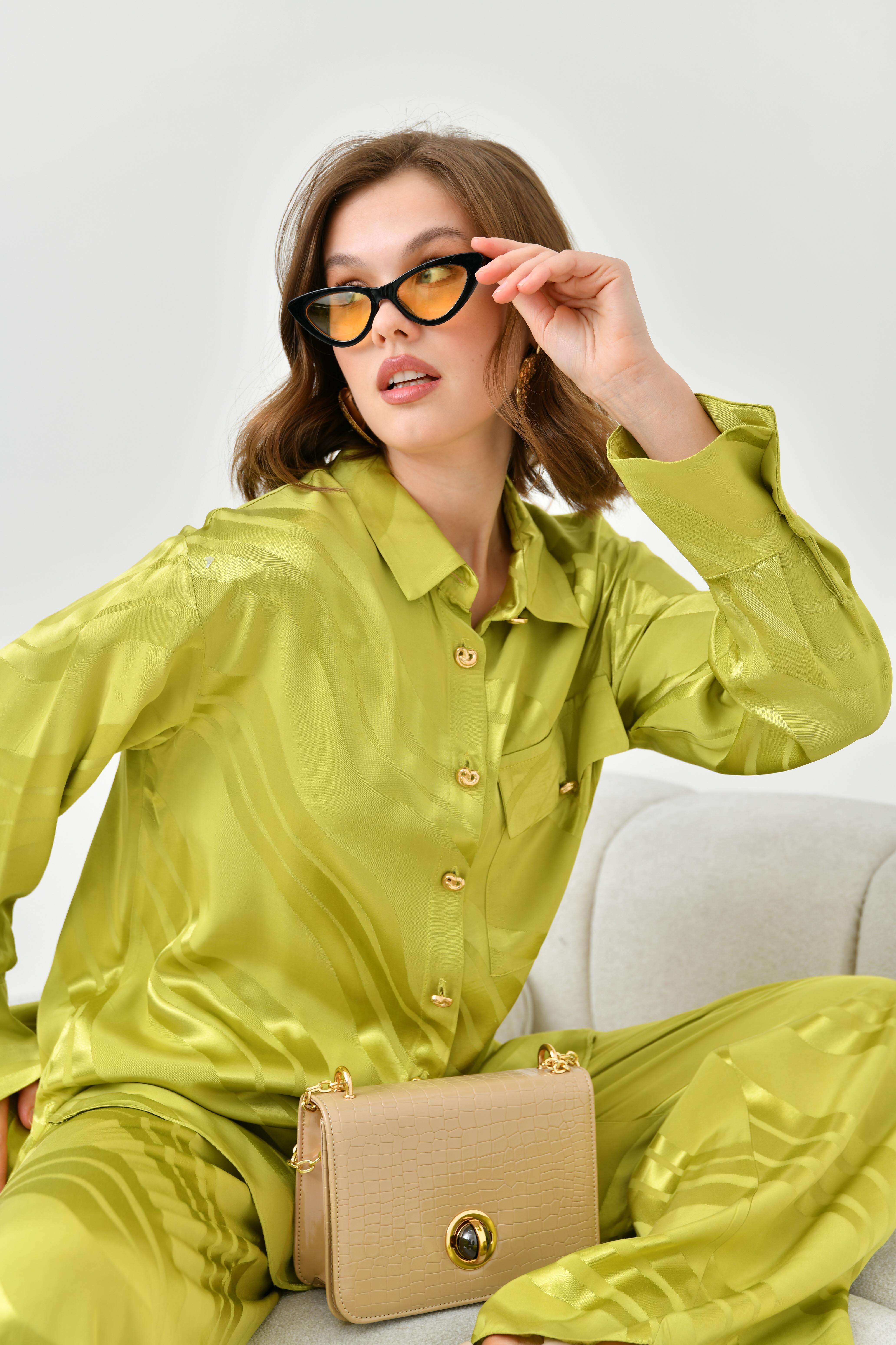 Garmi Kadın Jakar Pantolonlu Takım Olive