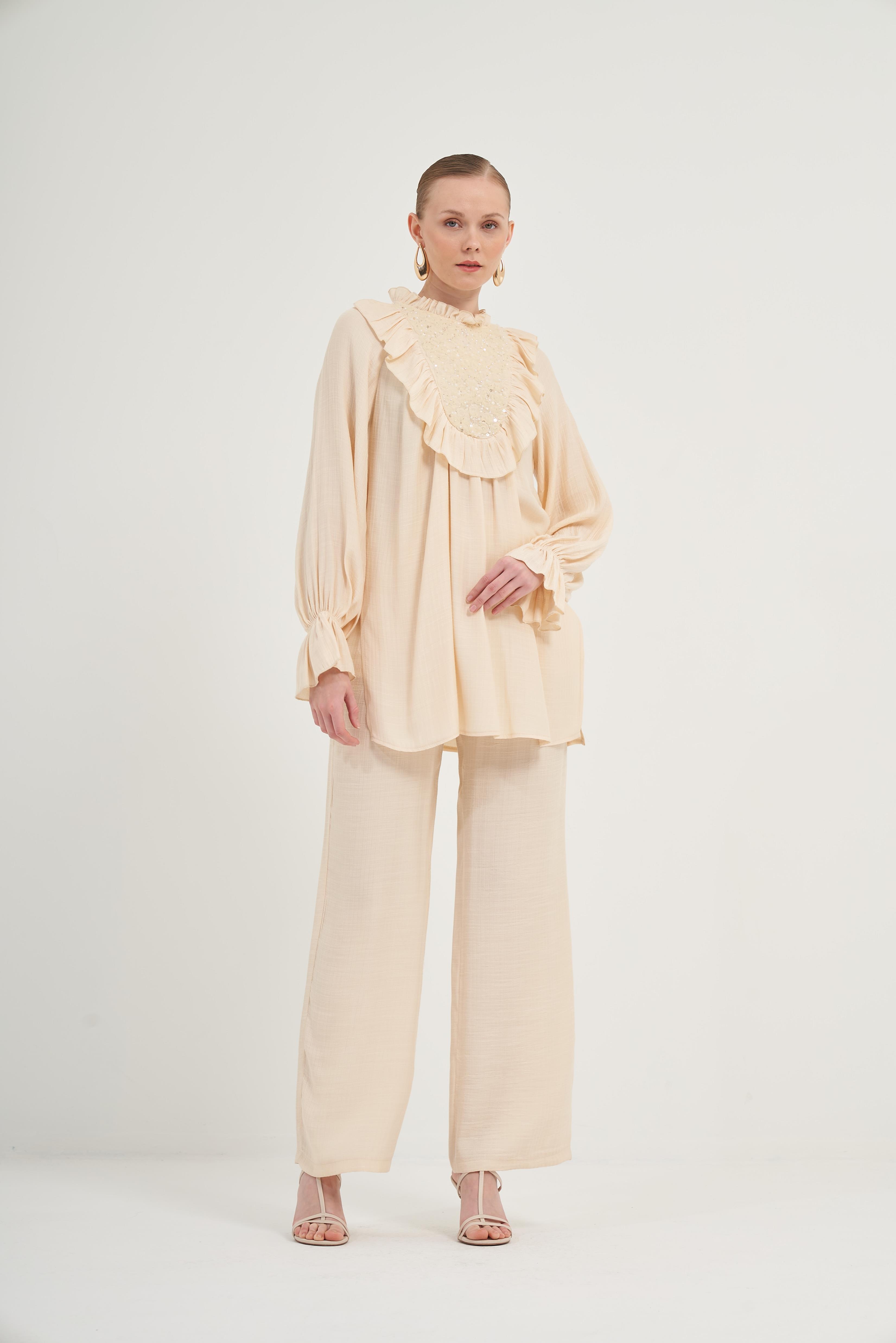Garmi Kadın Luna Keten Takım Beige