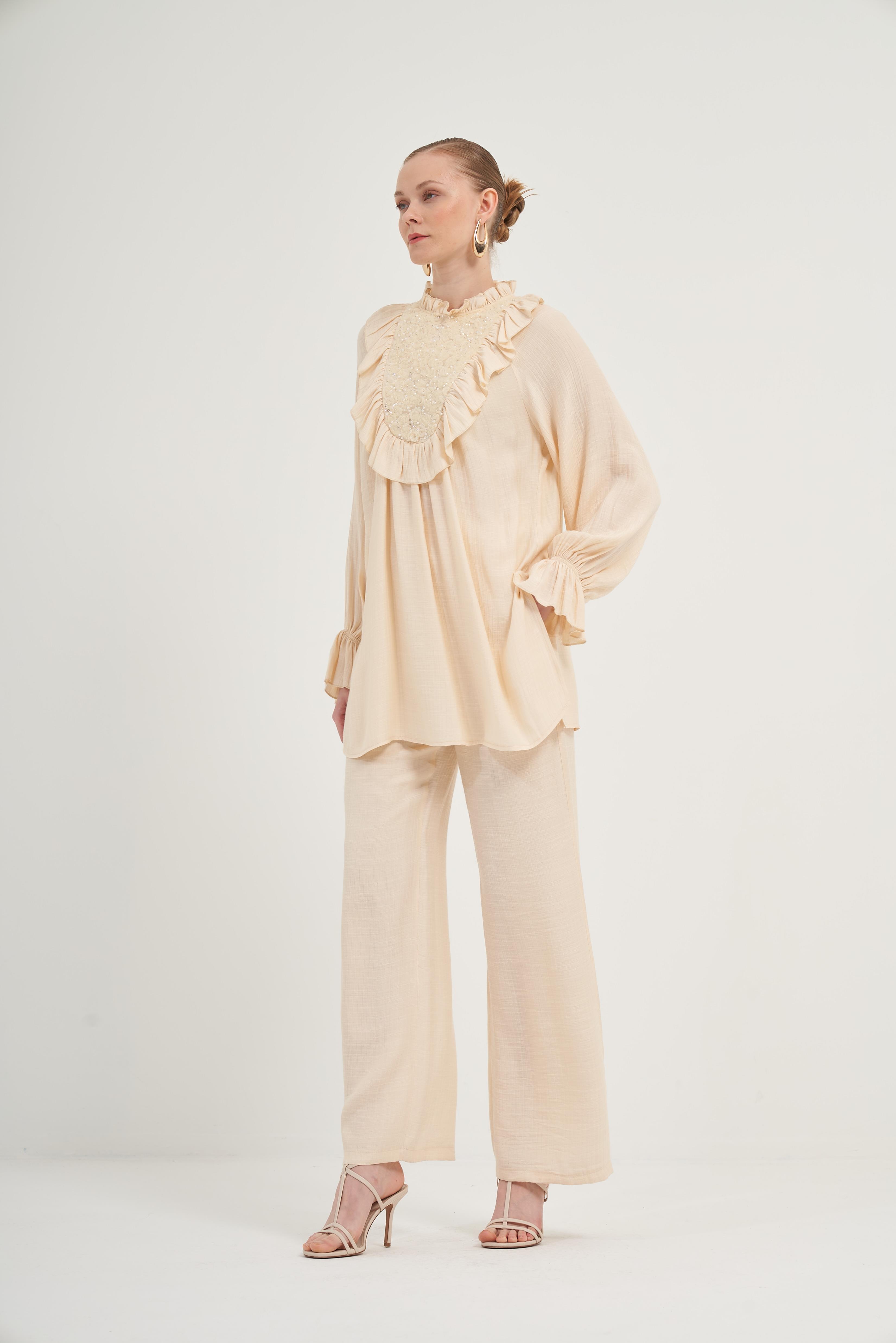 Garmi Kadın Luna Keten Takım Beige