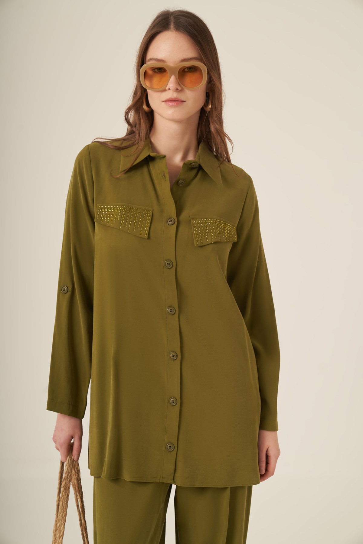 Kadın Benetti Taşli Takım Olive