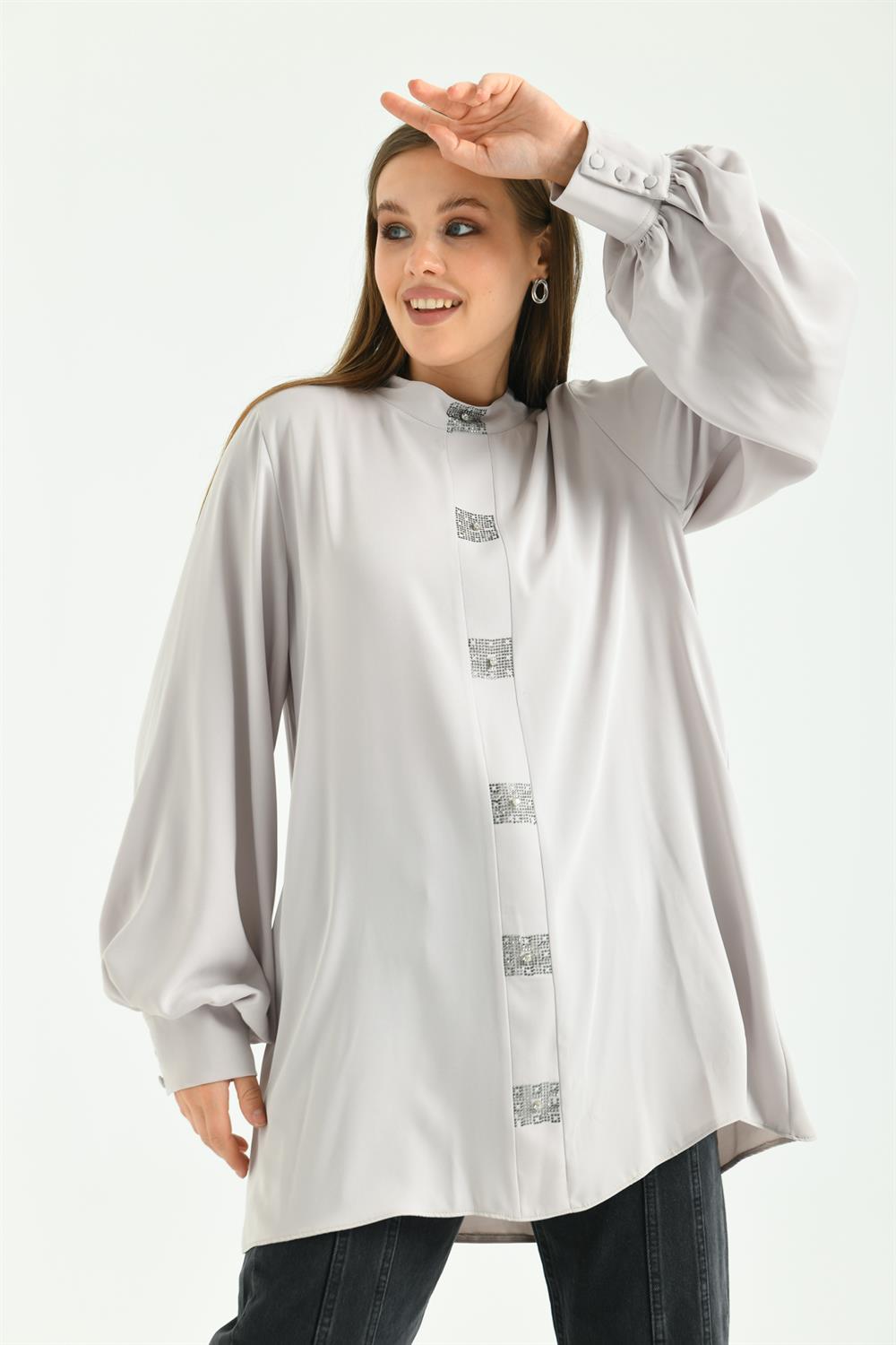 Kadın Elegant Tunik Gri