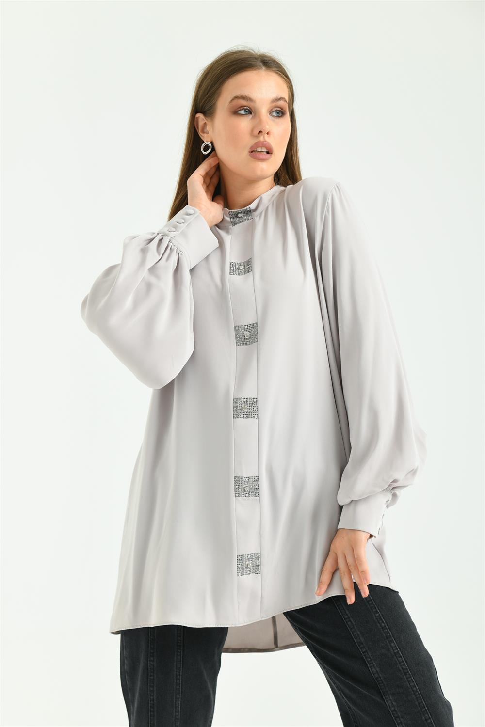 Kadın Elegant Tunik Gri