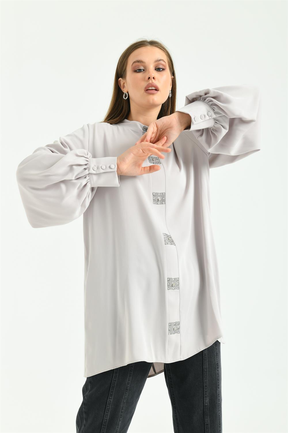 Kadın Elegant Tunik Gri