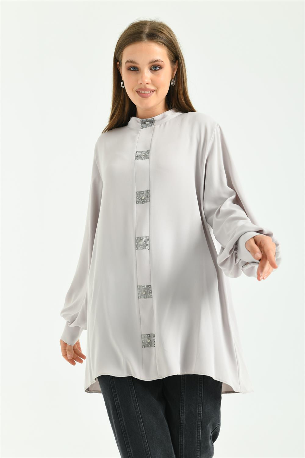 Kadın Elegant Tunik Gri