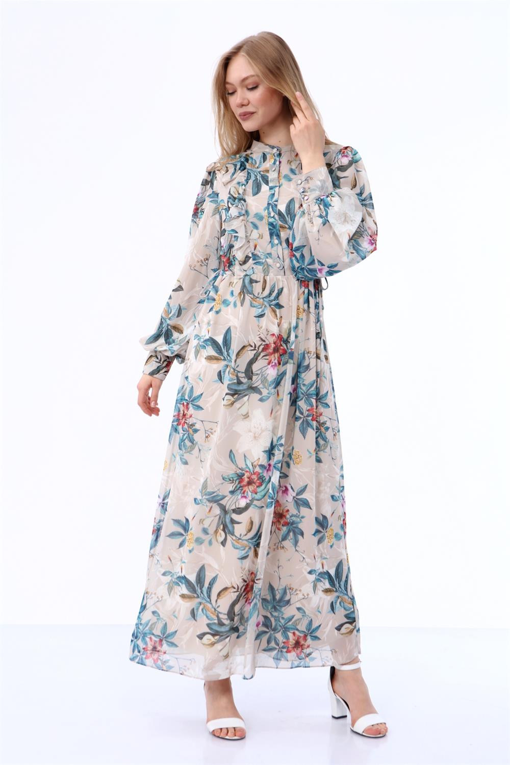 Kadın Empire Elbise Beige