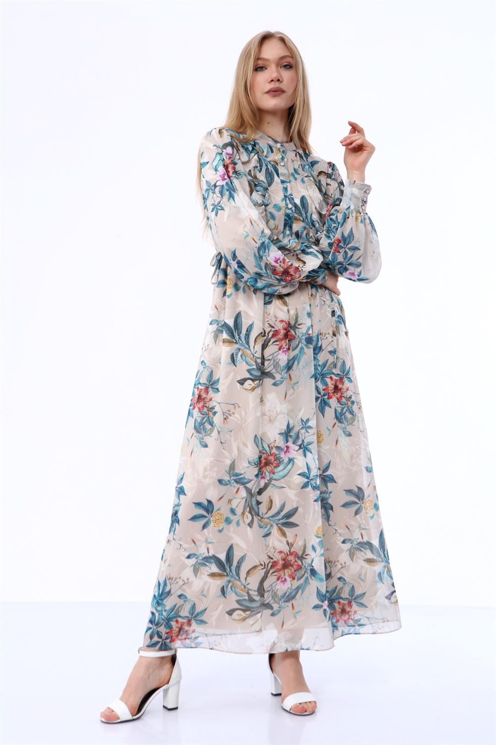 Kadın Empire Elbise Beige