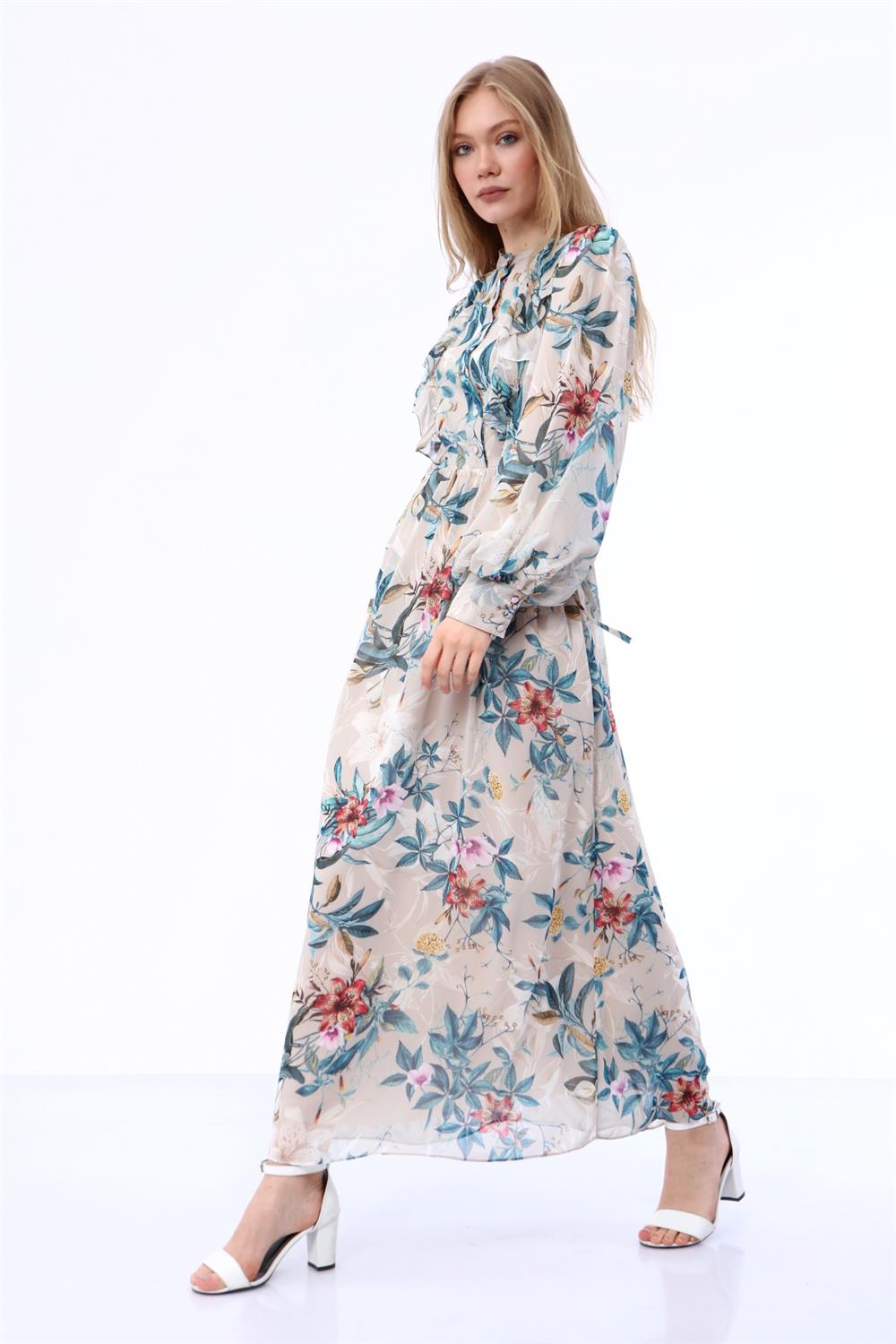 Kadın Empire Elbise Beige