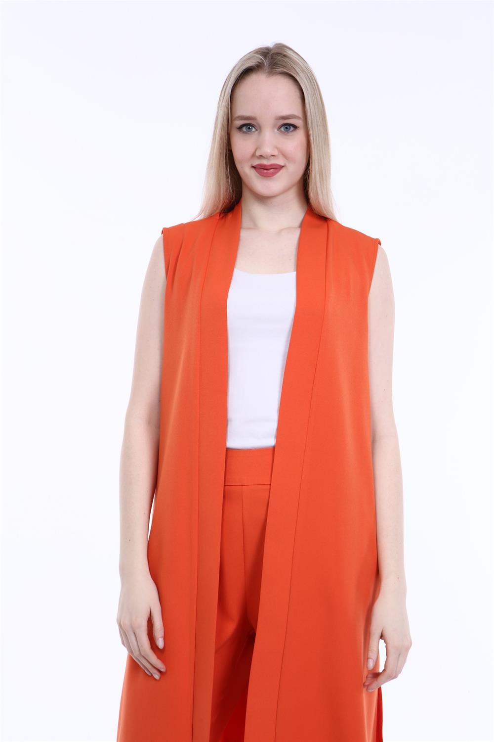 Kadın İç Kısmı Şifon Yelek Orange