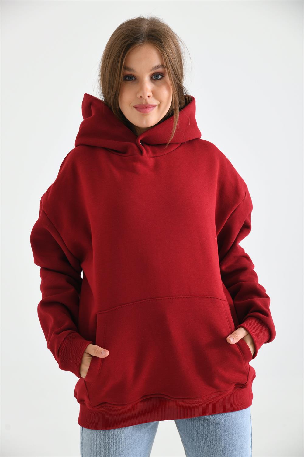 Kadın İçi Şardonlu Sweatshirt BORDO