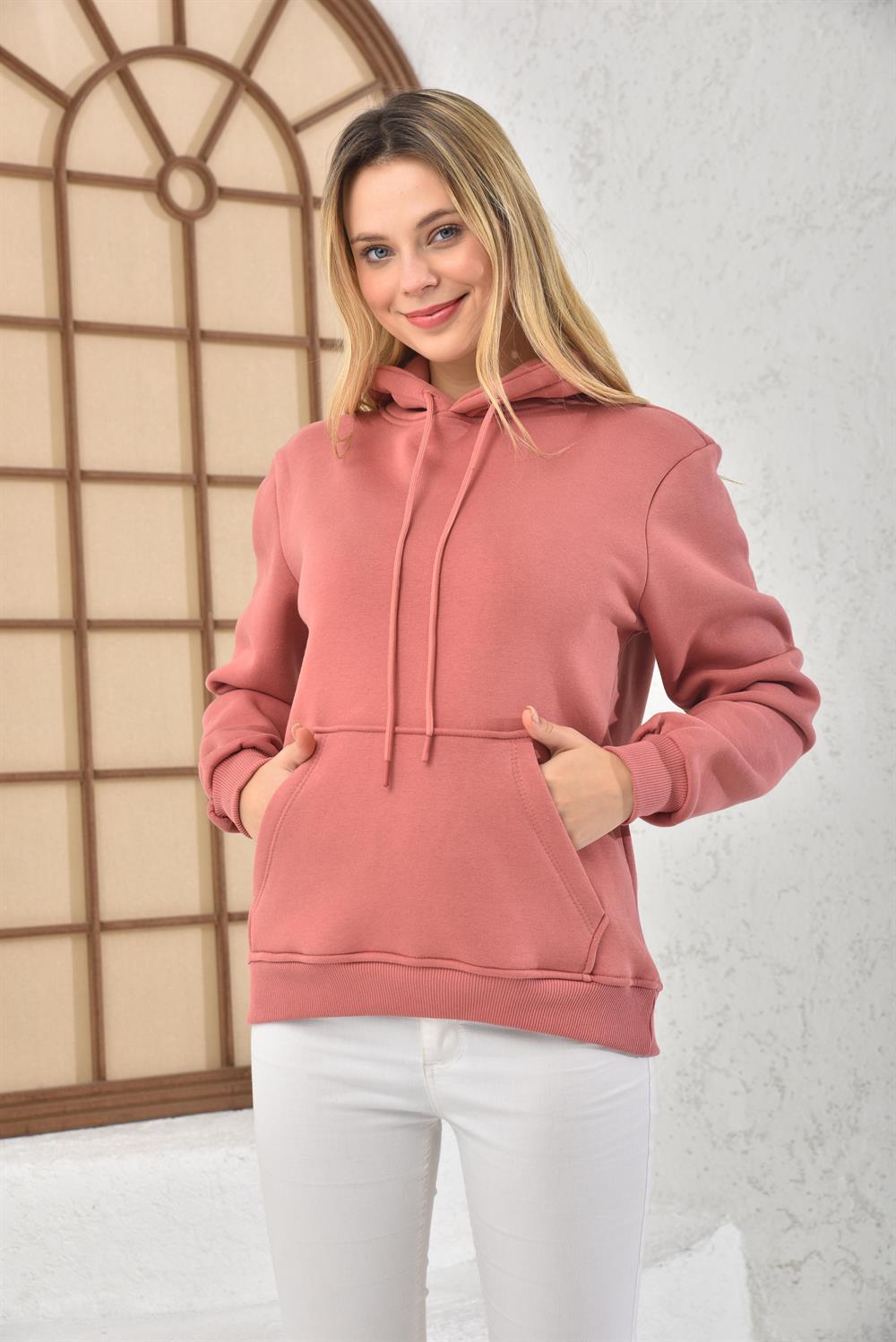 Kadın İçi Şardonlu Sweatshirt GÜL