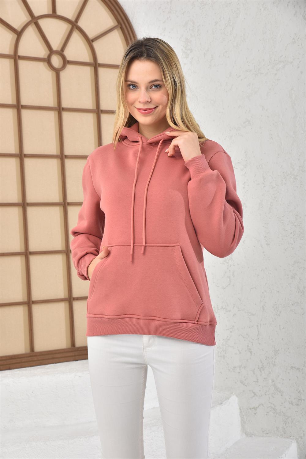Kadın İçi Şardonlu Sweatshirt GÜL
