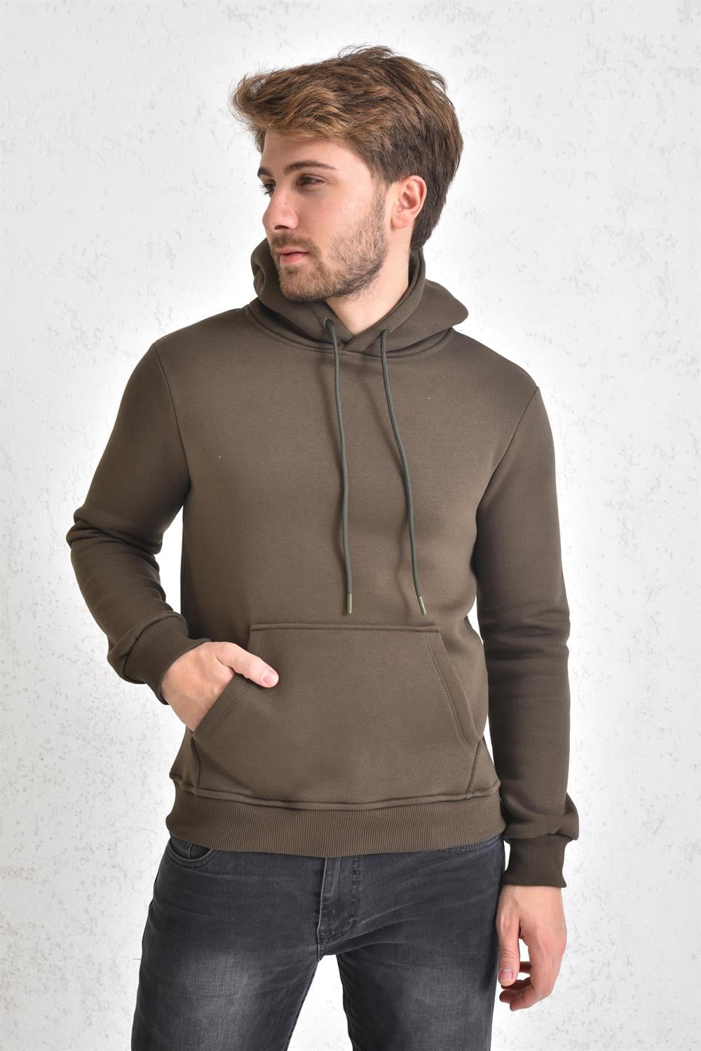 Kadın İçi Şardonlu Sweatshirt Haki