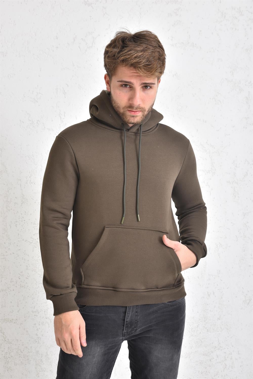 Kadın İçi Şardonlu Sweatshirt Haki