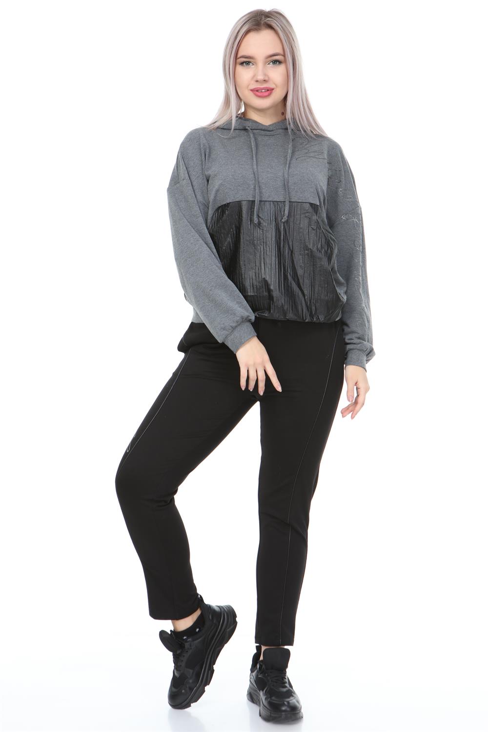 Kadın Kapüşonlu Sweat Gri