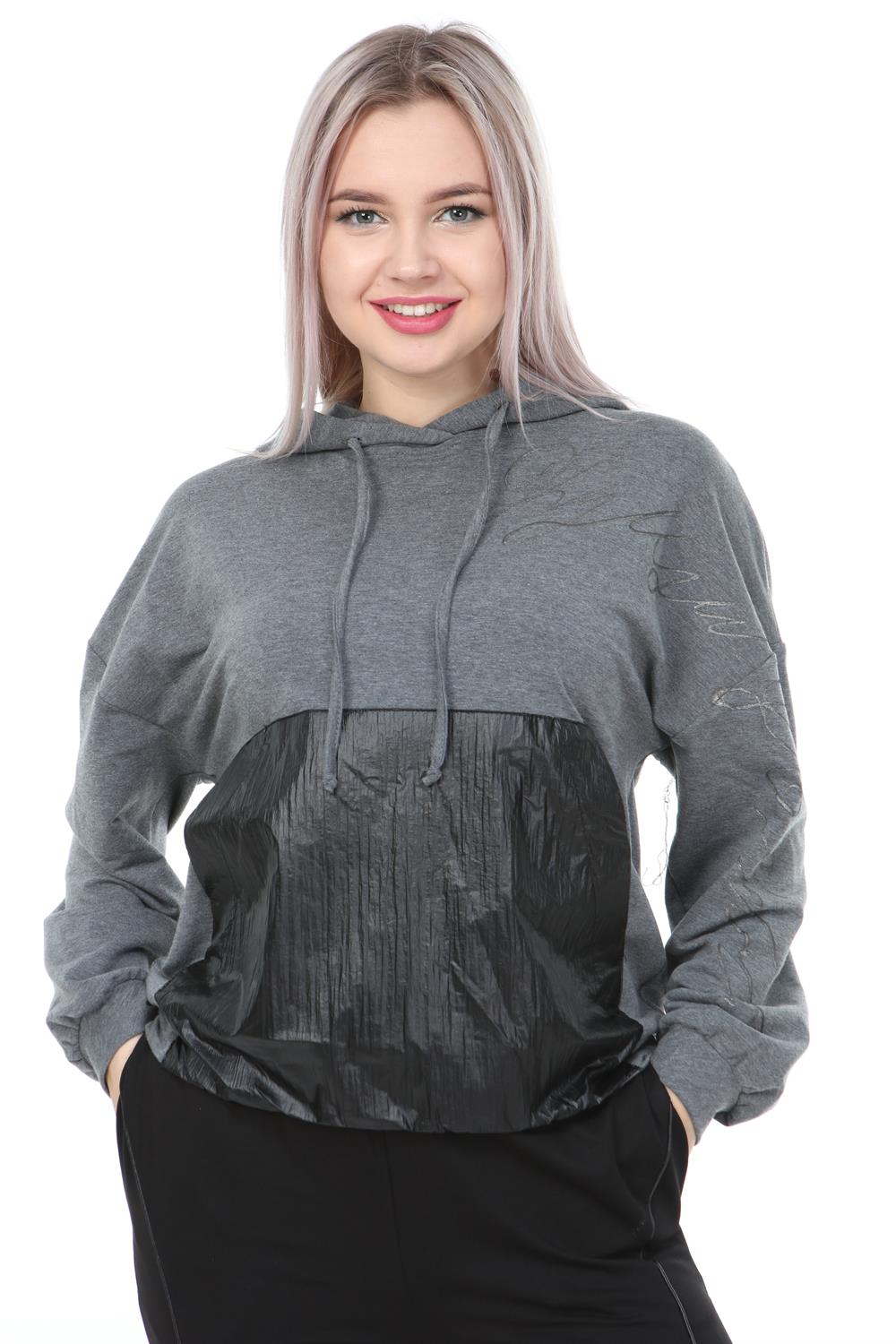 Kadın Kapüşonlu Sweat Gri