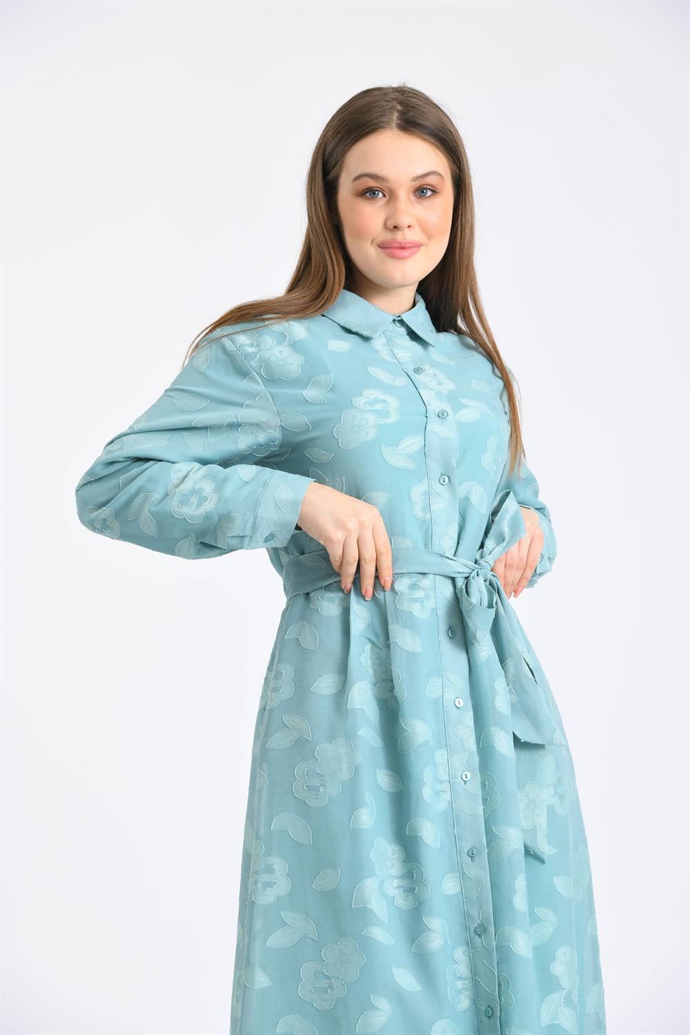 Kadın Kesme Kumaş Elbise Mint