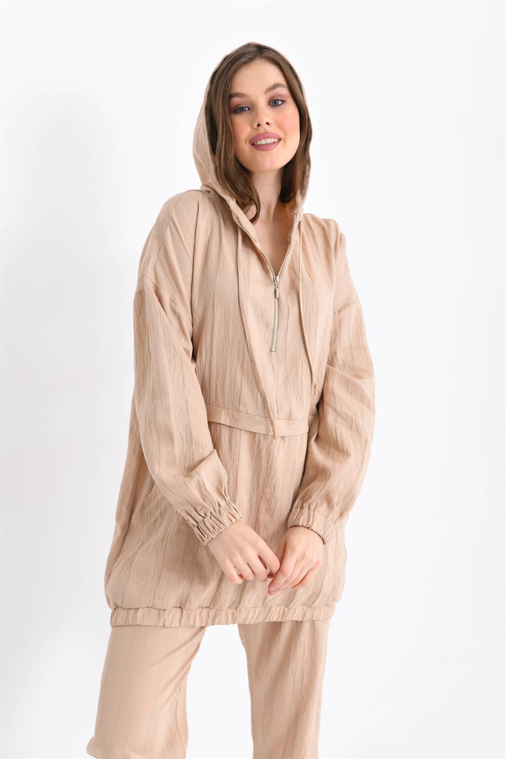 Kadın Keten Ikılı Takım Beige